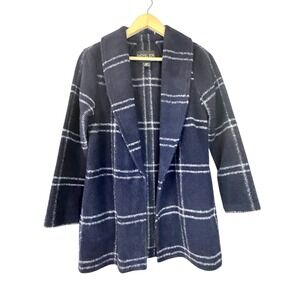 Rachel Zoe Los Angeles New York XS Plaid Wool Blend‎ Open Front Coat Coatigan